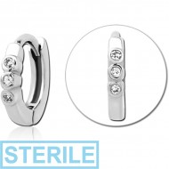 STERILE SURGICAL STEEL JEWELLED MULTI PURPOSE HUGGIE PIERCING PIERCING