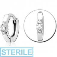 STERILE SURGICAL STEEL JEWELLED MULTI PURPOSE HUGGIE PIERCING PIERCING