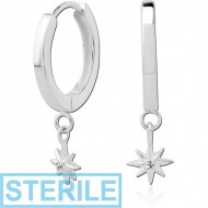 STERILE SURGICAL STEEL JEWELLED MULTI PURPOSE HUGGIE PIERCING