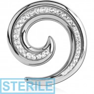 STERILE SURGICAL STEEL CRYSTALINE JEWELLED EAR SPIRAL