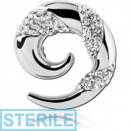 STERILE SURGICAL STEEL VALUE CRYSTALINE JEWELLED EAR SPIRAL