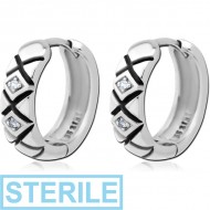 STERILE SURGICAL STEEL JEWELLED HUGGIES PAIR