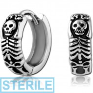 STERILE SURGICAL STEEL HUGGIES PAIR - SKULL PIERCING