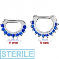 STERILE SURGICAL STEEL ROUND SYNTHETIC OPAL HINGED SEPTUM CLICKER