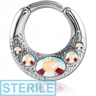 STERILE SURGICAL STEEL JEWELLED HINGED SEPTUM CLICKER PIERCING
