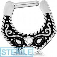 STERILE SURGICAL STEEL JEWELLED HINGED SEPTUM CLICKER - FILIGREE