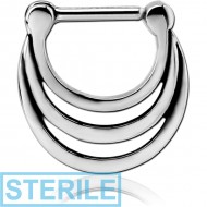 STERILE SURGICAL STEEL HINGED SEPTUM CLICKER PIERCING