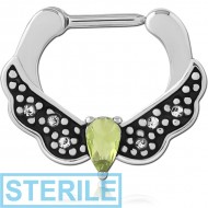 STERILE SURGICAL STEEL JEWELLED HINGED SEPTUM CLICKER RING