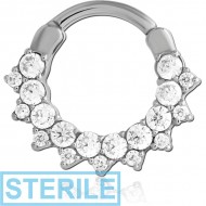 STERILE SURGICAL STEEL JEWELLED HINGED SEPTUM CLICKER RING