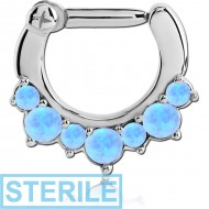 STERILE SURGICAL STEEL ROUND SYNTHETIC OPAL HINGED SEPTUM CLICKER