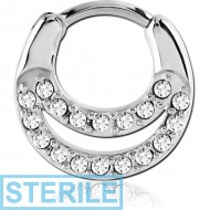 STERILE SURGICAL STEEL ROUND JEWELLED HINGED SEPTUM CLICKER