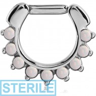 STERILE SURGICAL STEEL ROUND SYNTHETIC OPAL HINGED SEPTUM CLICKER