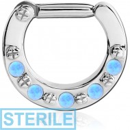 STERILE SURGICAL STEEL ROUND SYNTHETIC OPAL HINGED SEPTUM CLICKER