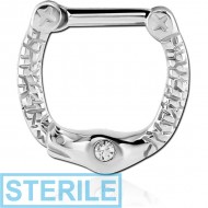 STERILE SURGICAL STEEL JEWELLED SNAKE HINGED SEPTUM CLICKER PIERCING