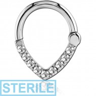 STERILE SURGICAL STEEL ROUND JEWELLED HINGED SEPTUM CLICKER PIERCING