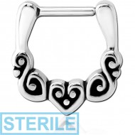 STERILE SURGICAL STEEL HINGED SEPTUM CLICKER - HEART