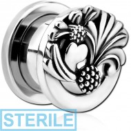 STERILE STAINLESS STEEL THREADED TUNNEL WITH SURGICAL STEEL TOP