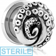 STERILE STAINLESS STEEL THREADED TUNNEL WITH SURGICAL STEEL TOP PIERCING