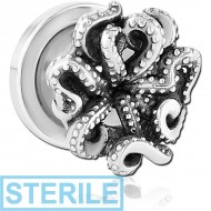 STERILE STAINLESS STEEL THREADED TUNNEL WITH SURGICAL STEEL TOP PIERCING