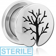 STERILE STAINLESS STEEL THREADED TUNNEL WITH SURGICAL STEEL TOP PIERCING
