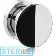 STERILE STAINLESS STEEL THREADED TUNNEL WITH SURGICAL STEEL TOP PIERCING