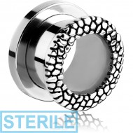 STERILE STAINLESS STEEL THREADED TUNNEL WITH SURGICAL STEEL TOP - SKIN PIERCING