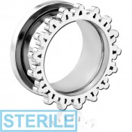 STERILE STAINLESS STEEL THREADED TUNNEL WITH SURGICAL STEEL TOP - SUNBURST