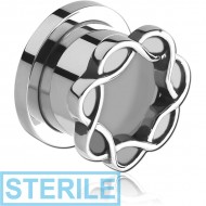 STERILE STAINLESS STEEL THREADED TUNNEL WITH SURGICAL STEEL TOP - CELTIC CIRCLE