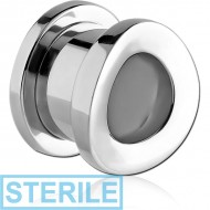 STERILE STAINLESS STEEL THREADED TUNNEL WITH SURGICAL STEEL TOP - CONVEX