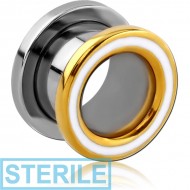 STERILE STAINLESS STEEL THREADED TUNNEL WITH TWO TONE SURGICAL STEEL TOP