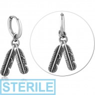 STERILE SURGICAL STEEL HOOP EARRINGS