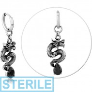 STERILE SURGICAL STEEL JEWELLED HOOP EARRINGS