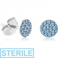 STERILE SURGICAL STEEL VALUE JEWELLED ROUND EAR STUDS PAIR