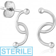STERILE SURGICAL STEEL EAR STUDS PAIR