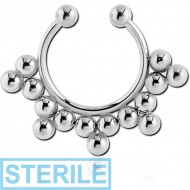 STERILE SURGICAL STEEL FAKE SEPTUM RING - 15 BALLS