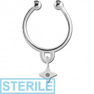 STERILE SURGICAL STEEL FAKE SEPTUM RING WITH CHARM - STAR