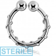 STERILE SURGICAL STEEL FAKE SEPTUM RING - TWIST LINE