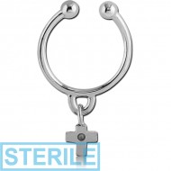 STERILE SURGICAL STEEL FAKE SEPTUM RING WITH CHARM