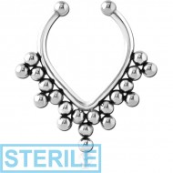 STERILE SURGICAL STEEL FAKE SEPTUM RING - DOTS AND CIRCLES