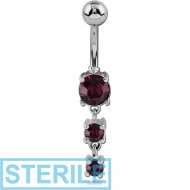 STERILE STERLING SILVER 925 JEWELLED NAVEL BANANA PIERCING