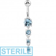 STERILE STERLING SILVER 925 JEWELLED NAVEL BANANA PIERCING