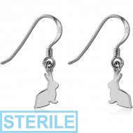 STERILE STERLING SILVER 925 EARRINGS PAIR - RABBIT