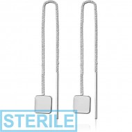 STERILE STERLING SILVER 925 CHAIN EARRINGS PAIR PIERCING
