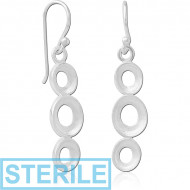 STERILE STERLING SILVER 925 MATT FINISH EARRINGS PAIR PIERCING