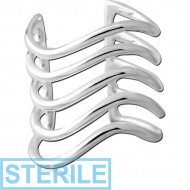 STERILE STERLING SILVER 925 EAR CUFF - FIVE LINES PIERCING