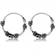 STERILE STERLING SILVER 925 HOOP EARRINGS - BALI DESIGN PIERCING