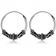 STERILE STERLING SILVER 925 HOOP EARRINGS - BALI DESIGN PIERCING