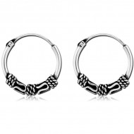 STERILE STERLING SILVER 925 HOOP EARRINGS - BALI DESIGN