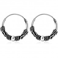 STERILE STERLING SILVER 925 HOOP EARRINGS - BALI DESIGN PIERCING