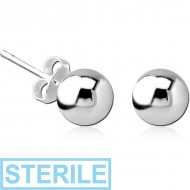 STERILE STERLING SILVER 925 EAR STUDS PAIR - BALL
